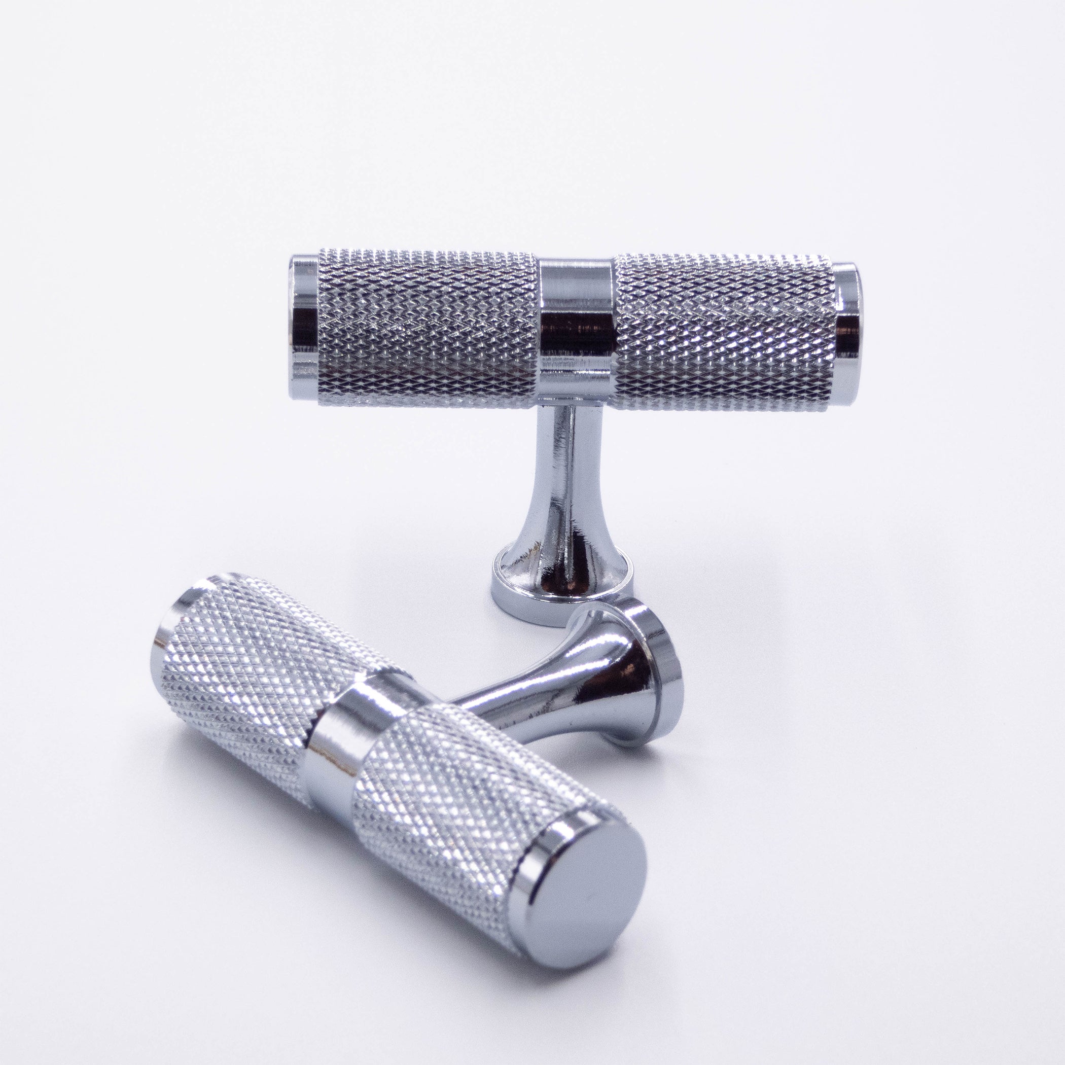 Espen - Chrome Knurled Solid Brass Cabinet T-Bar and Pull