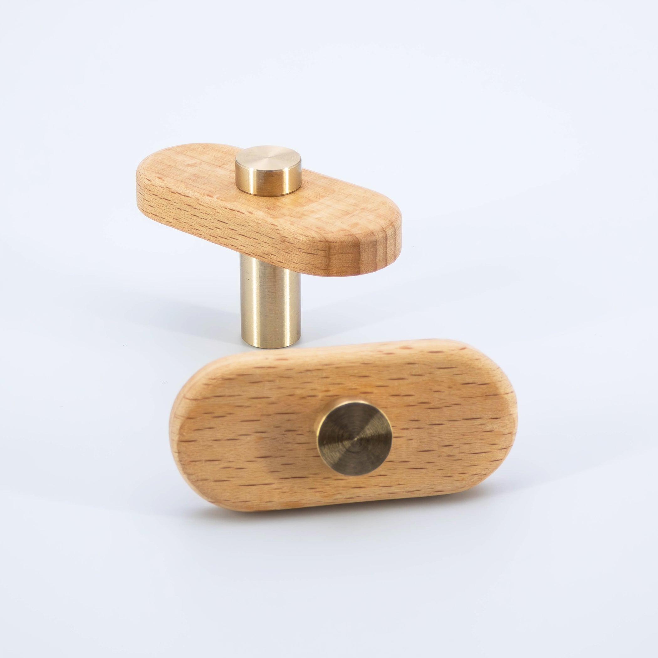 Luke - Beech Wood and Brass Cabinet T-Bar and Pull
