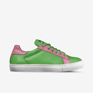 pink and green gym shoes