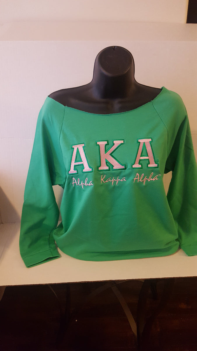 AKA 3/4 OFF THE SHOULDER SHIRT BOLD(Green),aka shirts,alpha kappa alpha ...