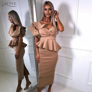 For curves Ruffles Irregular Bodycon Dress One Shoulder Sexy Mini vintage style