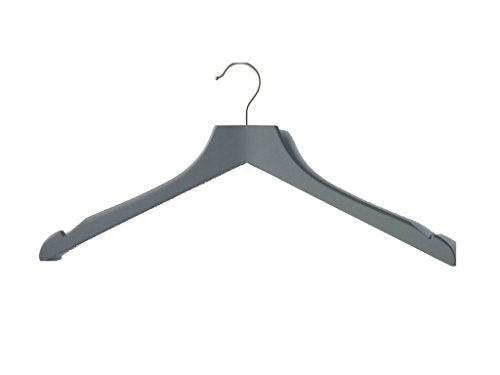 Closet Spice Rubber Coated Wood Shirt/Blouse, Non-Slip Hanger with 360º Swivel Hook and Notches - Set of 6, Grey