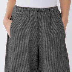 summer pockets striped casual capri pants