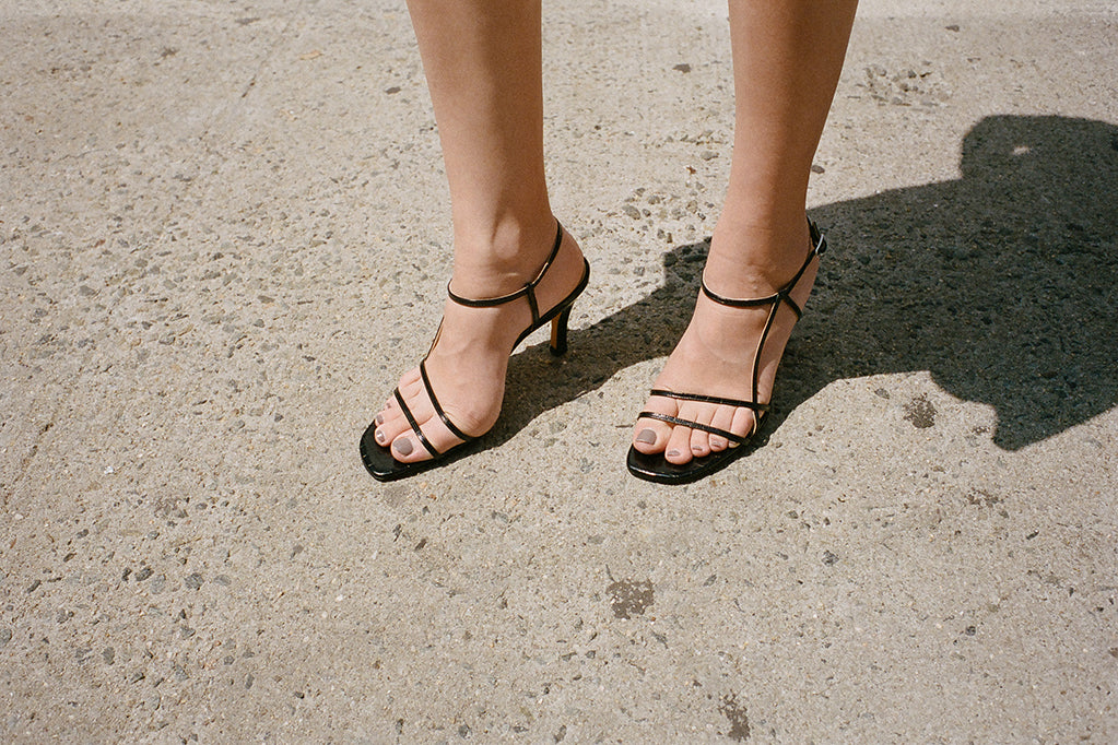 IRENE SANDAL, BLACK CROC