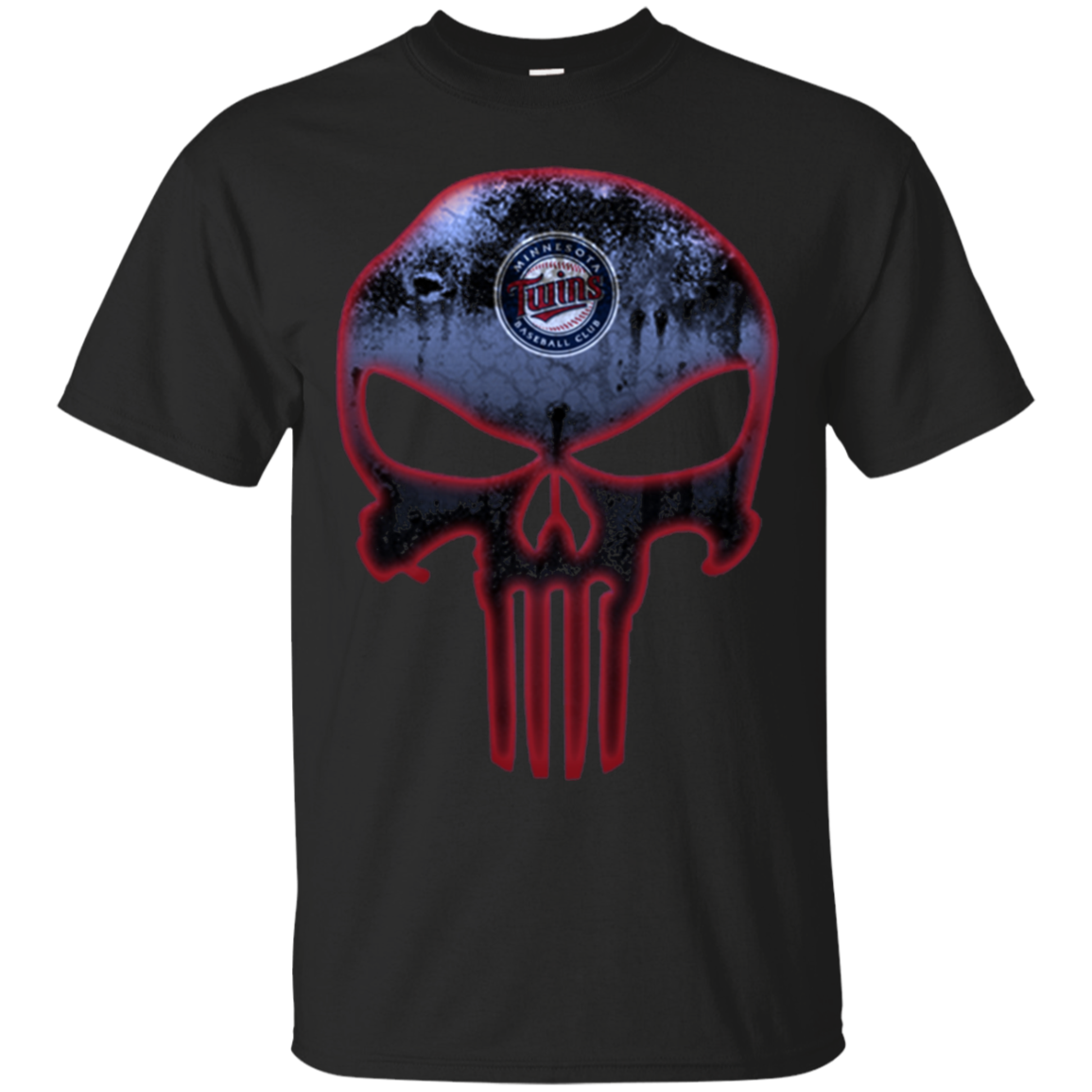 Minnesota Twins Baseball The Punisher Skull T - Shirt For 