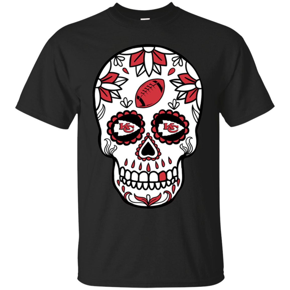 Kansas City Chiefs Football Sugar Skull Day Of The Dead T - Shirt For 