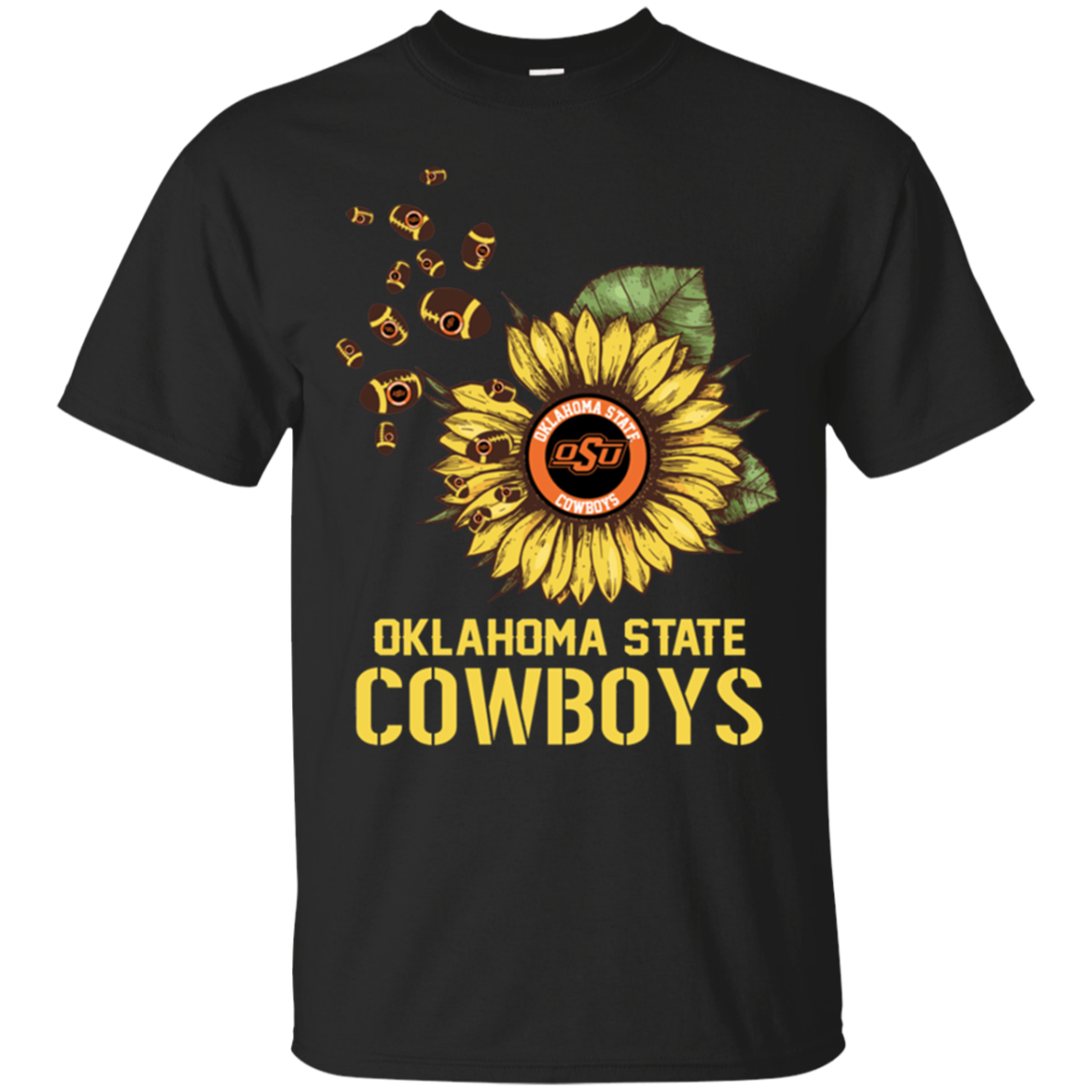 Oklahoma State Cow Football Sunflower T - Shirt For 