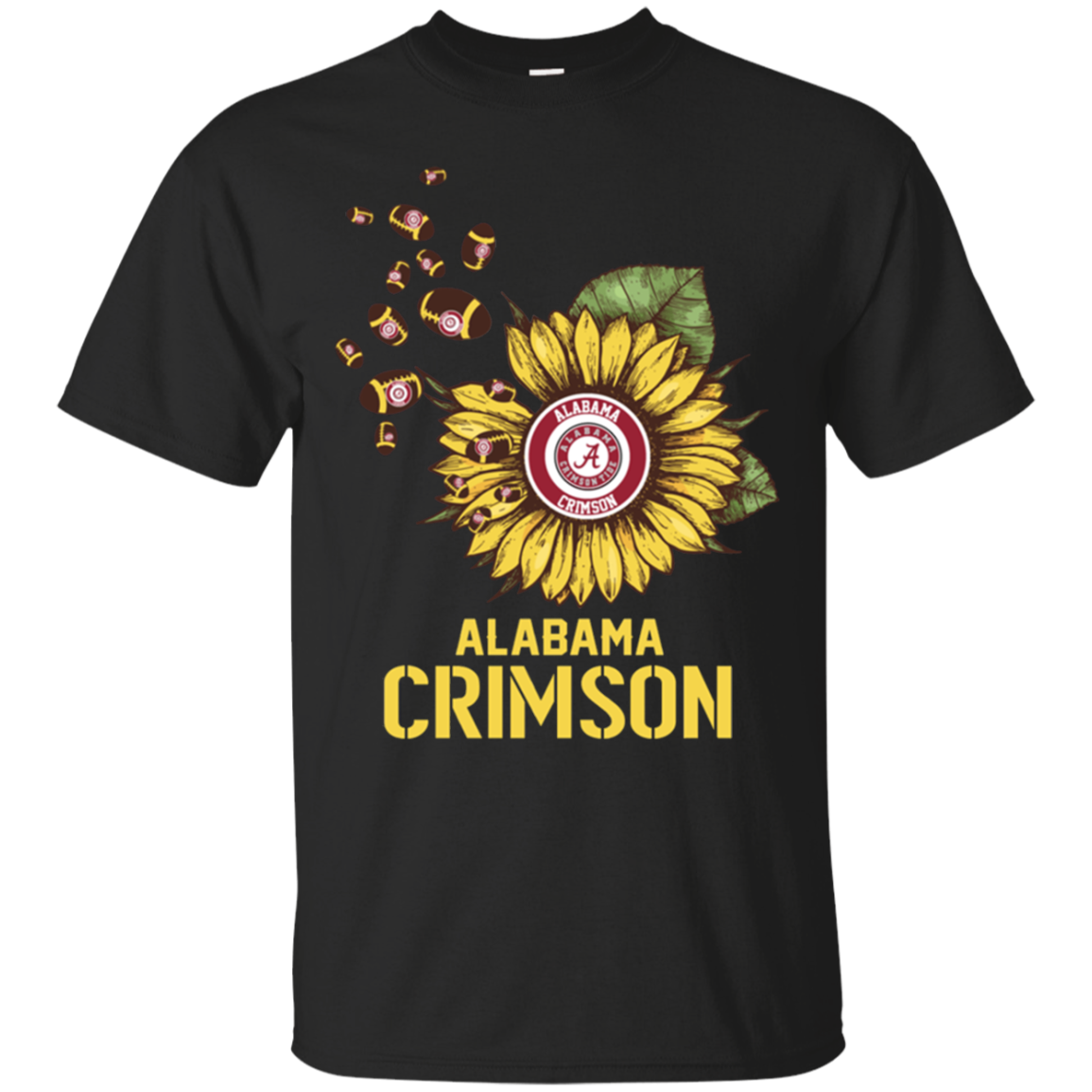 Alabama Crimson Football Sunflower T - Shirt For 