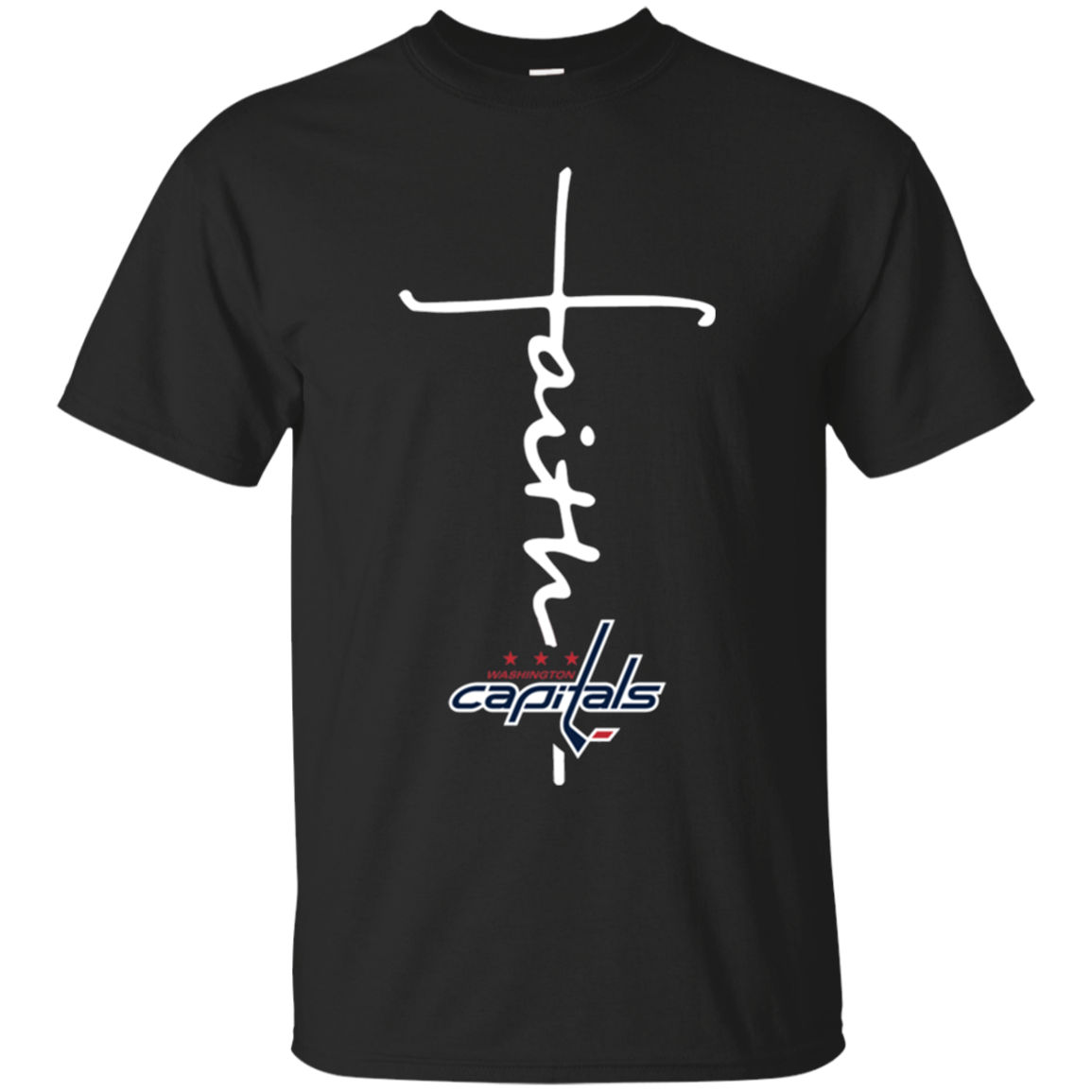 Washington Capitals Hockey Faith Cross Christian T - Shirt For 