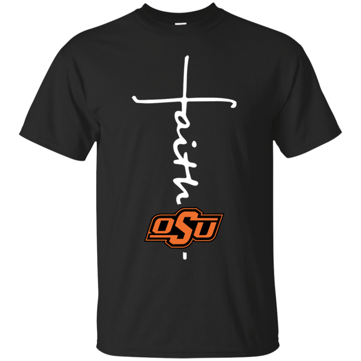 Oklahoma State Cow Football Faith Cross Christian T - Shirt For 