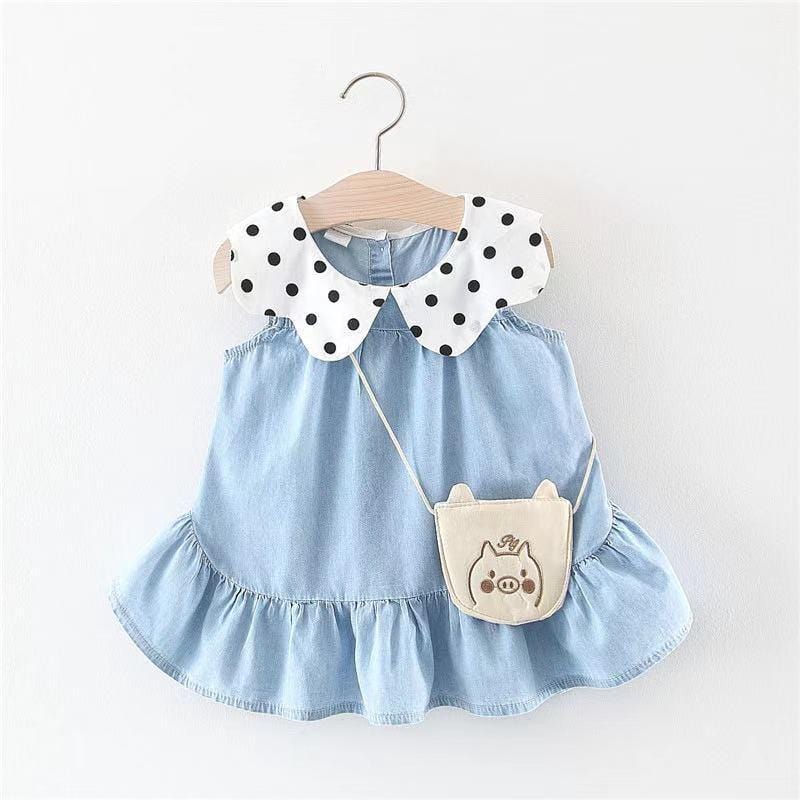 Robe Princesse En Denim A Pois Petales Pour Bebe Fille Deermia