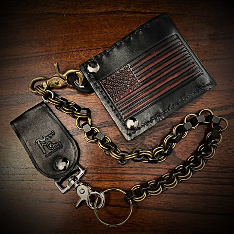 Long Biker Exotic Leather Wallet with Chain - Genuine Elephant Leather –  Forged Glory Custom Leather Craft