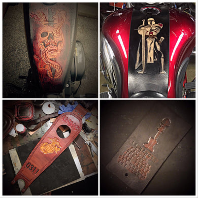 custom leather harley tank bibs