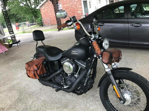 custom leather throw over saddlebags