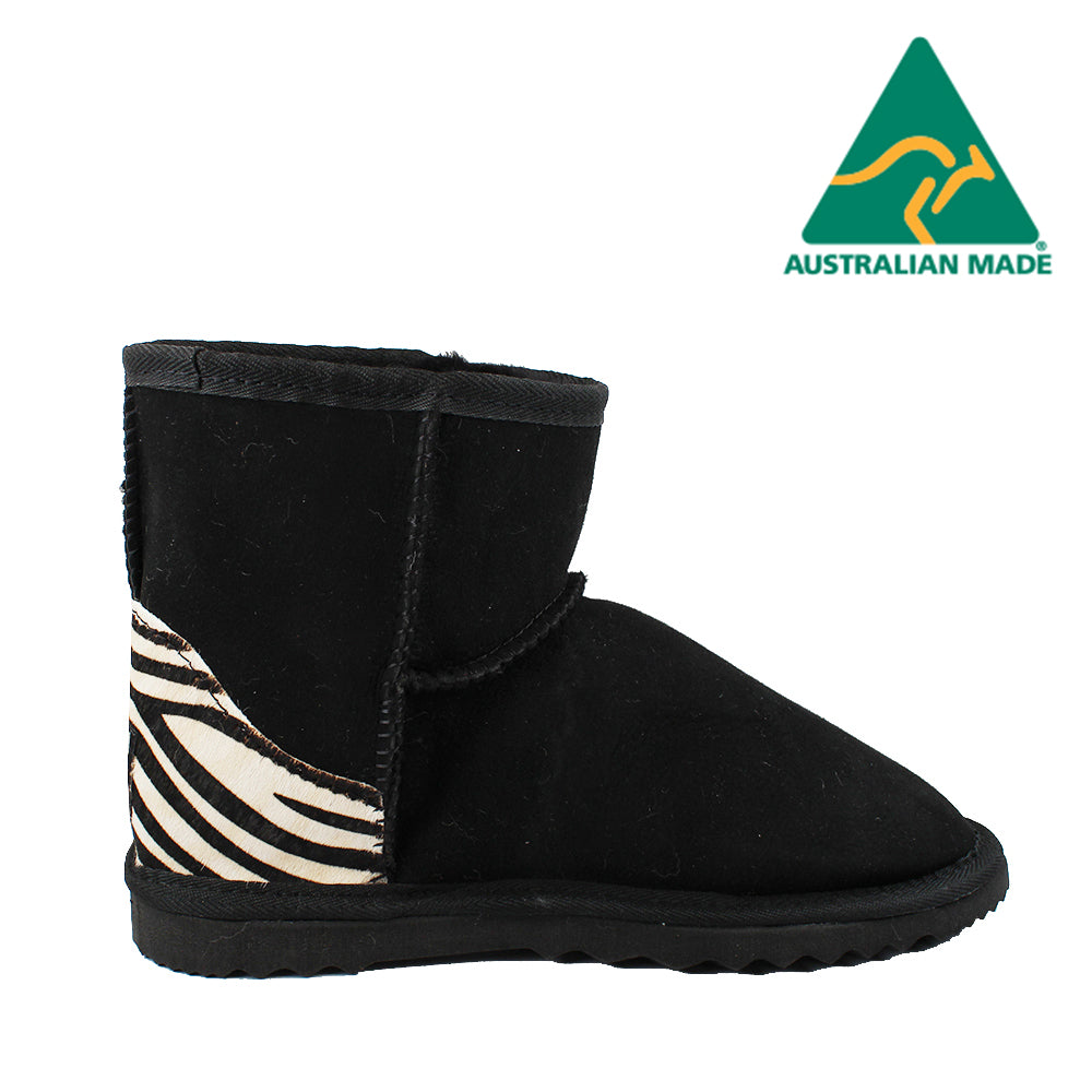 BONDI UGG - Crush Mini Sheepskin Boot - Black Zebra – Bondi Ugg