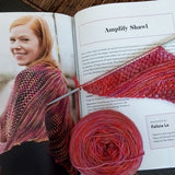 Orange hand knitted shawl on hand dyed yarn by sally ridgway