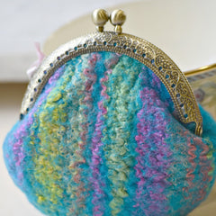 small blue wet felted coin purse | sally Ridgway | buy wool and felt online