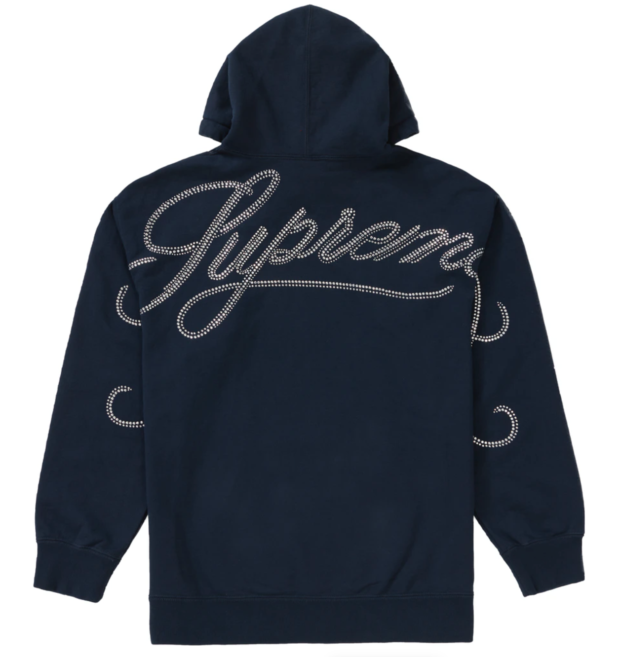 Supreme Rhinestone Script Hooded Sweatshirt Navy – TheVaultAU