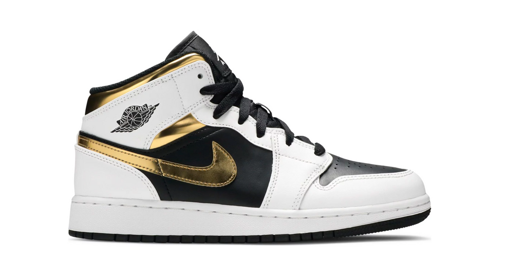 black white and gold air jordans