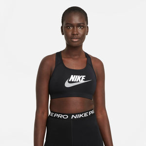 NIKE Futura Dri-FIT Scoop Neckline Graphic Print Sports Bra Black