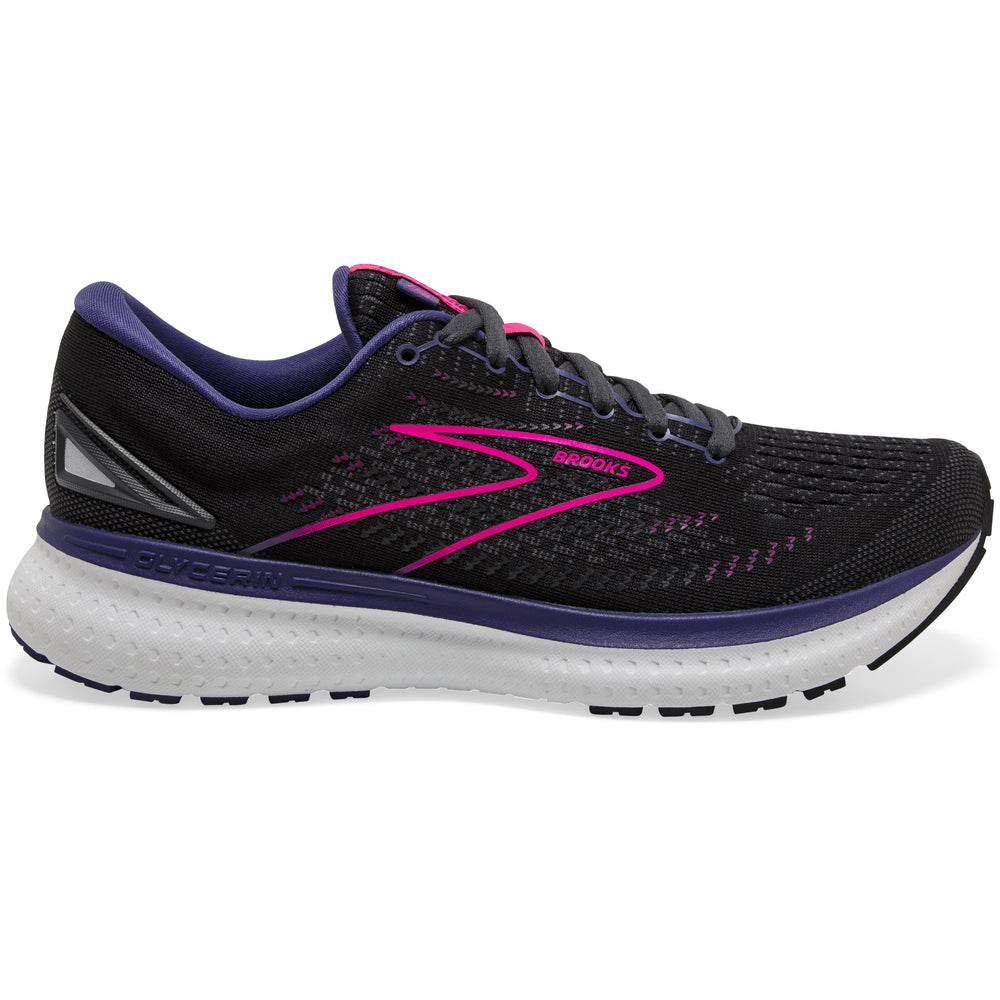 Brooks Women's Glycerin 19 Running Shoes Black / Ebony / Pink - achilles heel