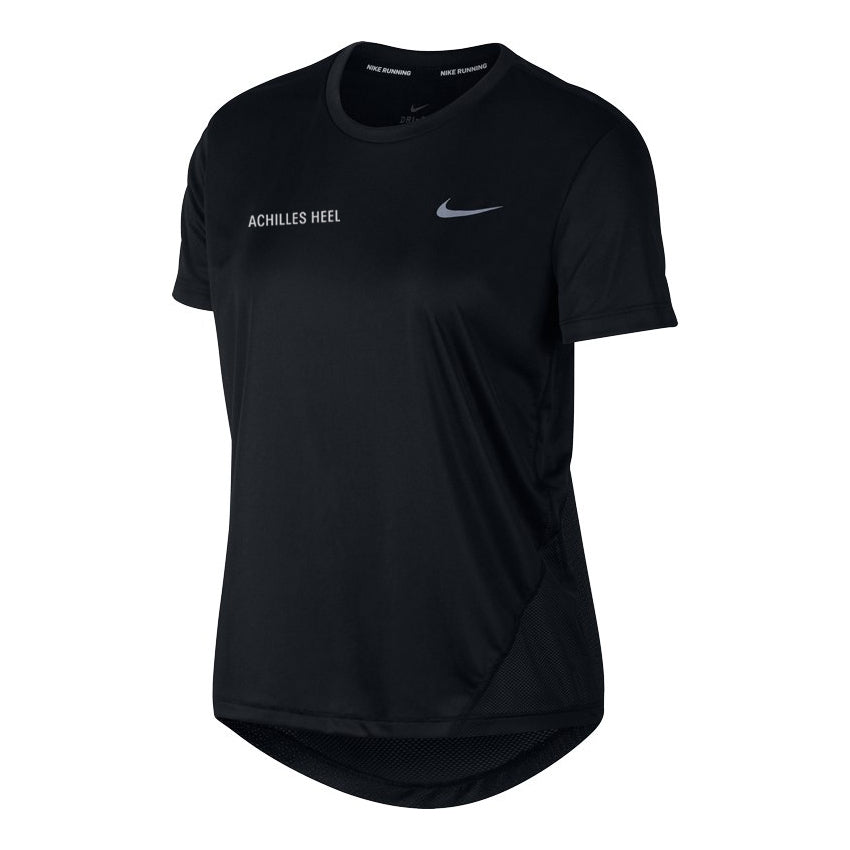 Nike x townofharrisonwi Women's Miler Run Club Tee Black / Reflective Silver - achilles heel