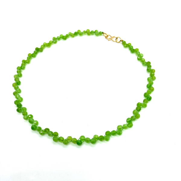 Genuine Peridot necklace with a twist, green gemstone necklace, August birthstone, 16th, 30th and 60th anniversary, SS green color trend