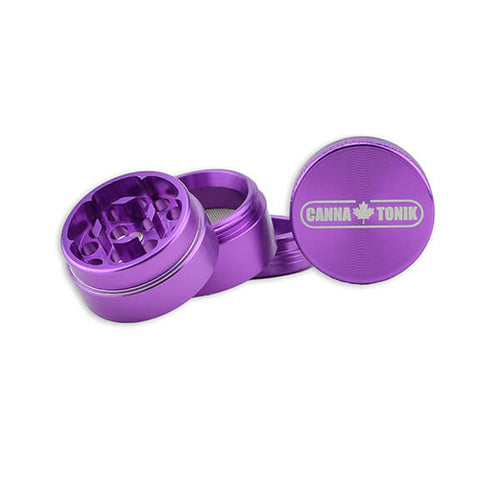 Cannatonik 4-piece Aluminum Grinder Shreds Cannabis, Stores It and Separates Out the Kief - 30mm - Purple