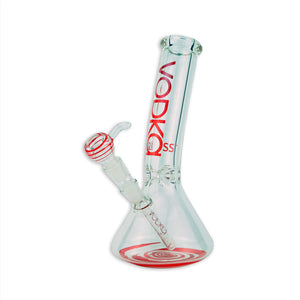 9mm Thick Vodka Glass Bent Neck Bong with Matching Bowl and Downstem - 12" Tall