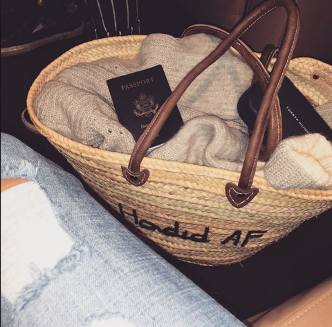 Monogrammed Jute Flight Bag