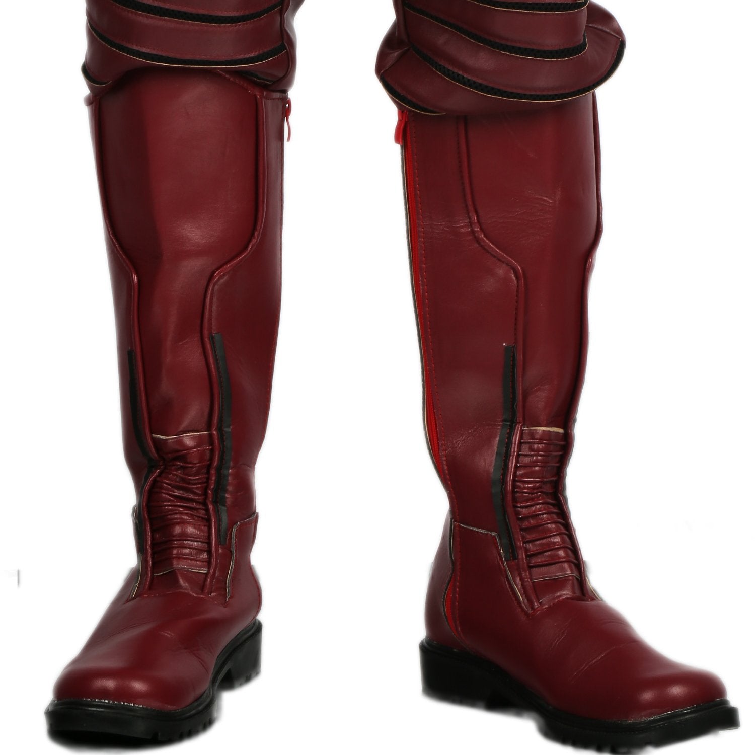 dark red knee high boots