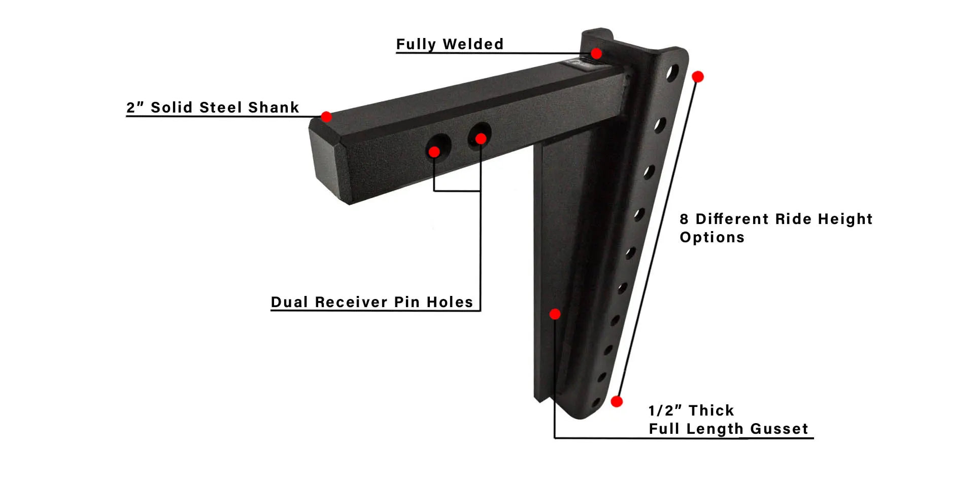 Features of BulletProof Hitches SOLID Steel Shank