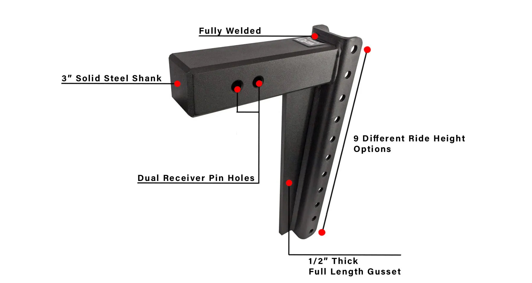 Features of BulletProof Hitches SOLID Steel Shank