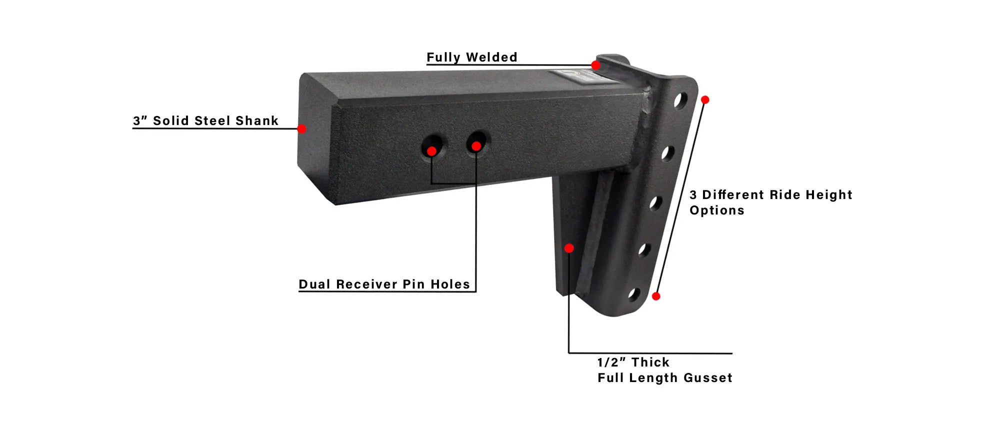 Features of BulletProof Hitches SOLID Steel Shank