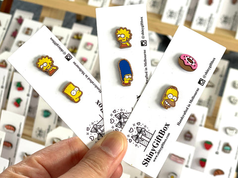 The Simpsons Wooden Stud Earrings