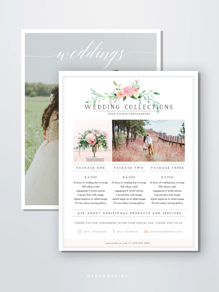  Wedding Photography Pricing Template  Meadow Print