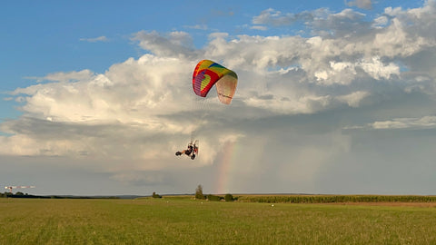 Fly Products ParaTrike flying at sunset