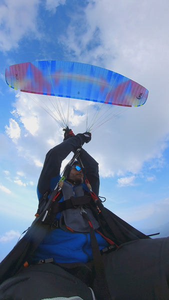 man flying paramotor