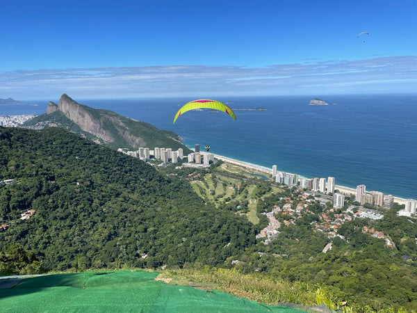 flying a paramotor over a beach