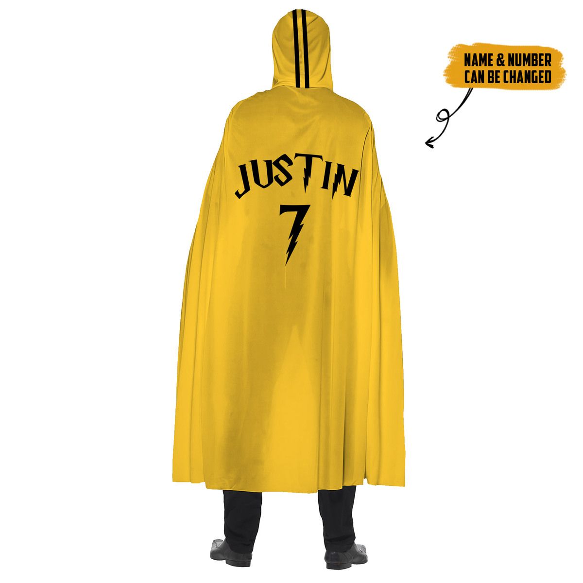 Gearhumans 3D Hufflepuff Quidditch Robe Custom Name Custom Number Hood