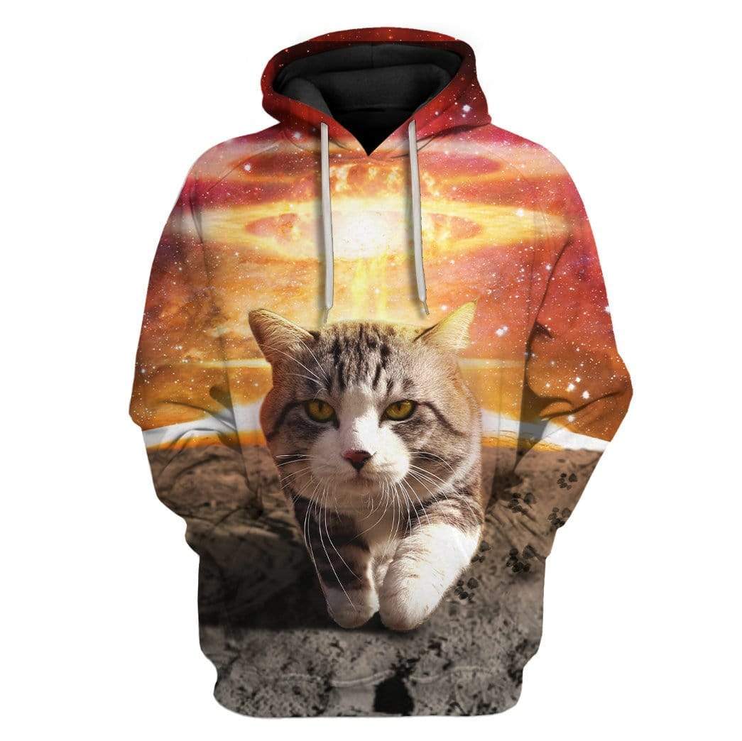 Gearhumans Cool Cat Walk Away From Galaxy Explosions Custom T-Shirts H