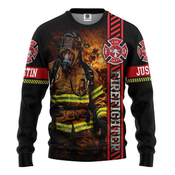 Gearhumans 3D Firefighter Uniform Custom Name Tshirt Hoodie Apparel