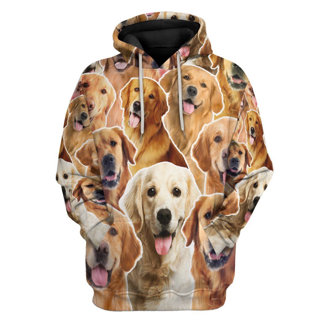 Gearhumans 3D Golden Retriever All Over Custom Hoodie Apparel