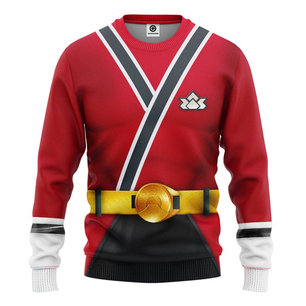 Gearhuman 3D Power Rangers Samurai Red Custom Tshirt Hoodie Apparel GV08016 3D Apparel Long Sleeve S 