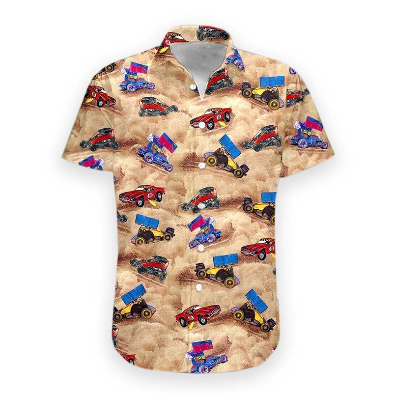Gearhumans 3D Dirt Track Racing Hawaii Shirt hawaii Short Sleeve Shirt