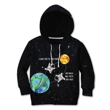 Gearhumans Sitting on the moon with balloon Kid Custom Hoodies T-shirt