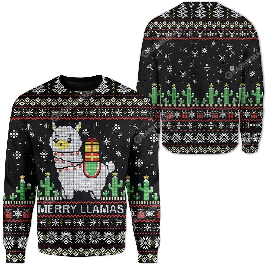 Ugly Merry Llamas Custom Sweater Apparel HD-DT18111901 Ugly Christmas Sweater 