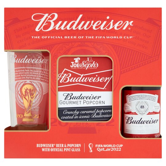 BUDWIESER BEER 300ML GLASS & POPCORN GIFTSET