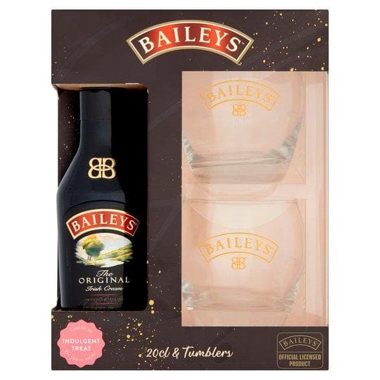 Baileys Original Cream Liqueur 20Cl & Tumblers Gift Set