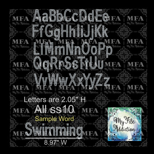 My File Addiction - 1.54 Arial Letters 3 Rows Rhinestone Digital Download